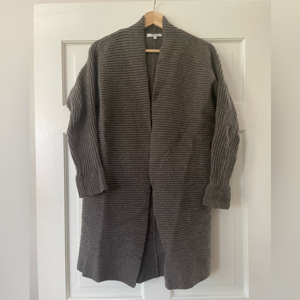 Madewell Brown Ribbed Oversized Open Cardigan